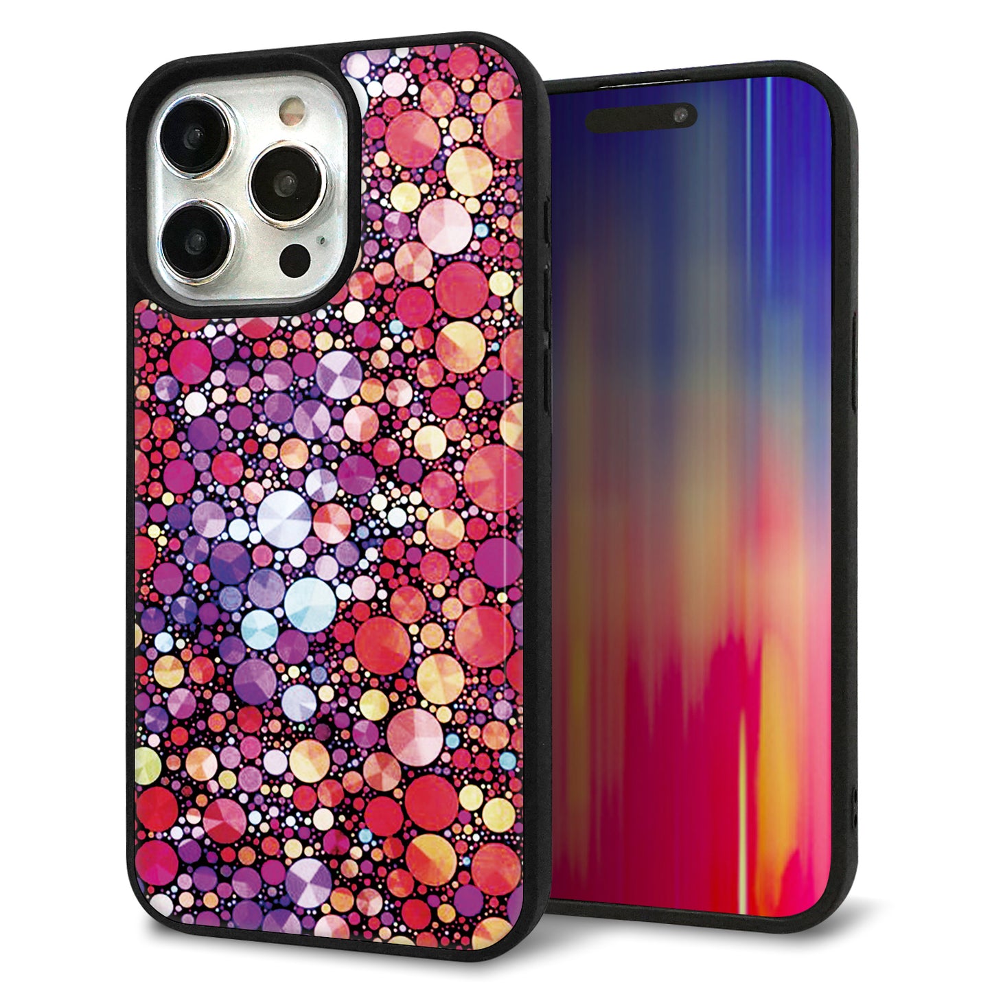 iPhone15 Pro Max 強化ガラス&TPUスマホケース ガラプリ【MA954 パターン柄 B】