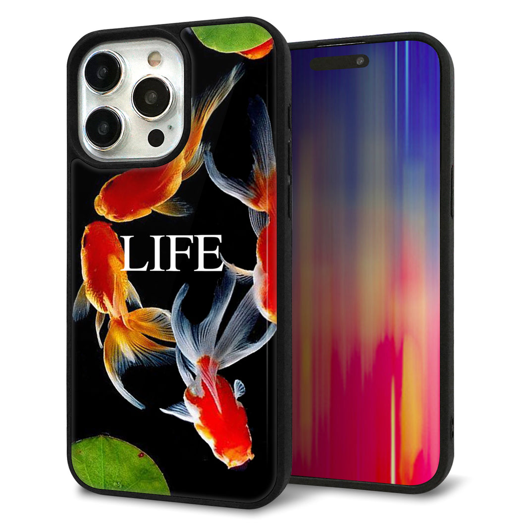 iPhone15 Pro Max 強化ガラス&TPUスマホケース ガラプリ【MA958 金魚 C】