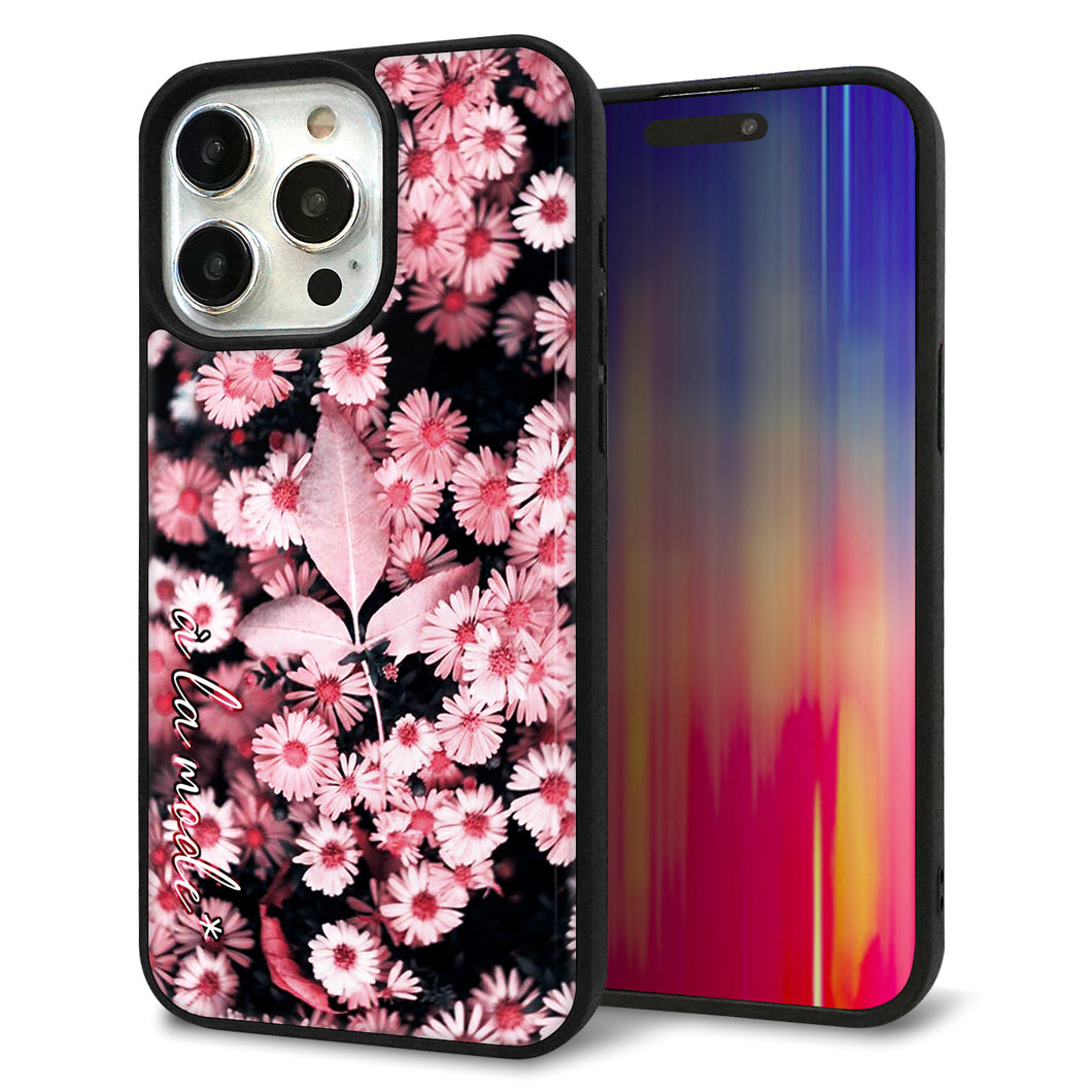 iPhone15 Pro Max 強化ガラス&TPUスマホケース ガラプリ【MA993 フラワーB】