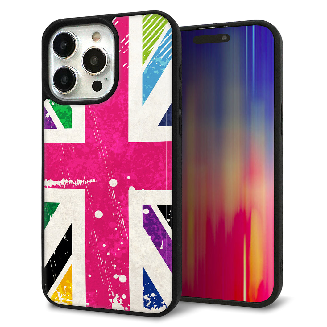 iPhone15 Pro Max 強化ガラス&TPUスマホケース ガラプリ【SC806 ユニオンジャック ピンクビンテージ】