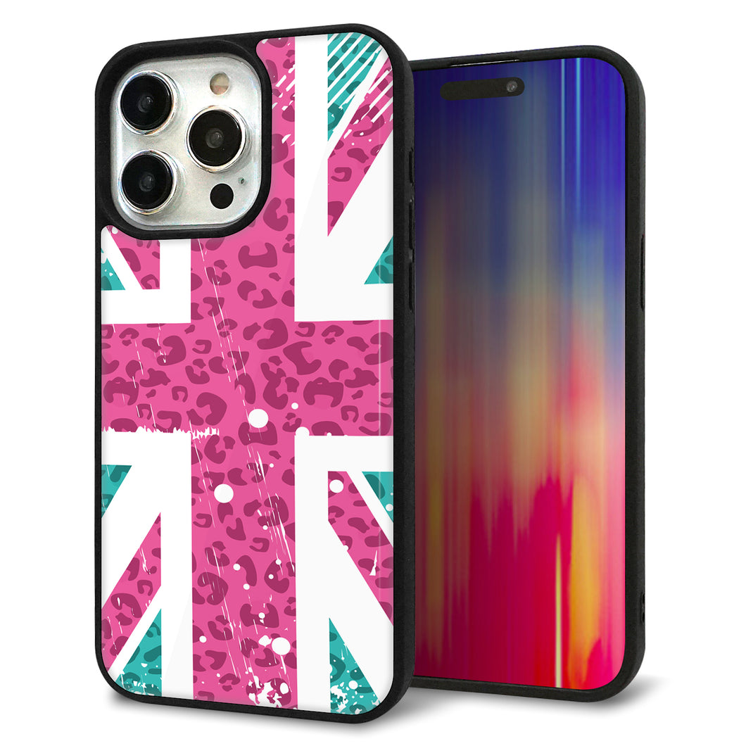 iPhone15 Pro Max 強化ガラス&TPUスマホケース ガラプリ【SC807 ユニオンジャック ピンクヒョウ柄】