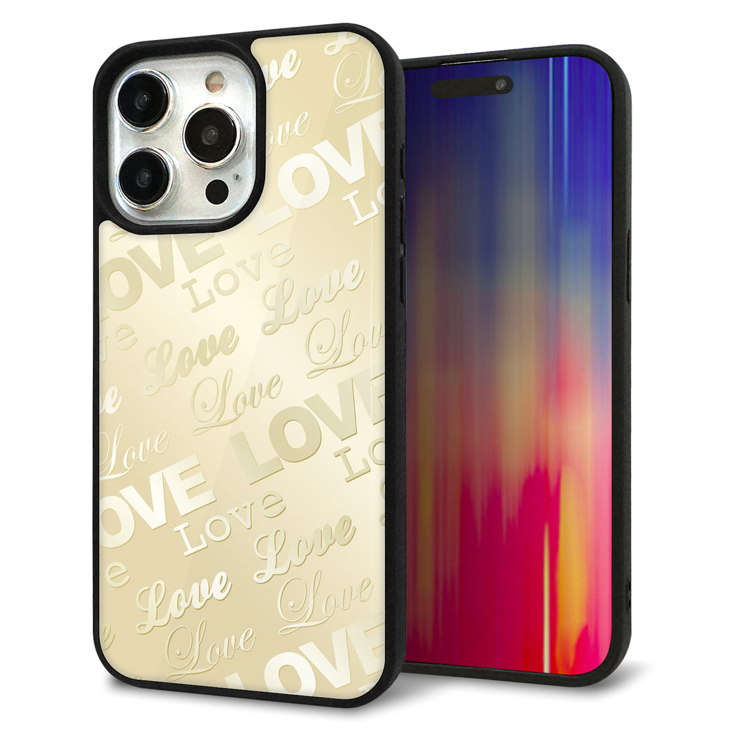 iPhone15 Pro Max 強化ガラス&TPUスマホケース ガラプリ【SC840 エンボス風LOVEリンク(ヌーディーベージュ)】