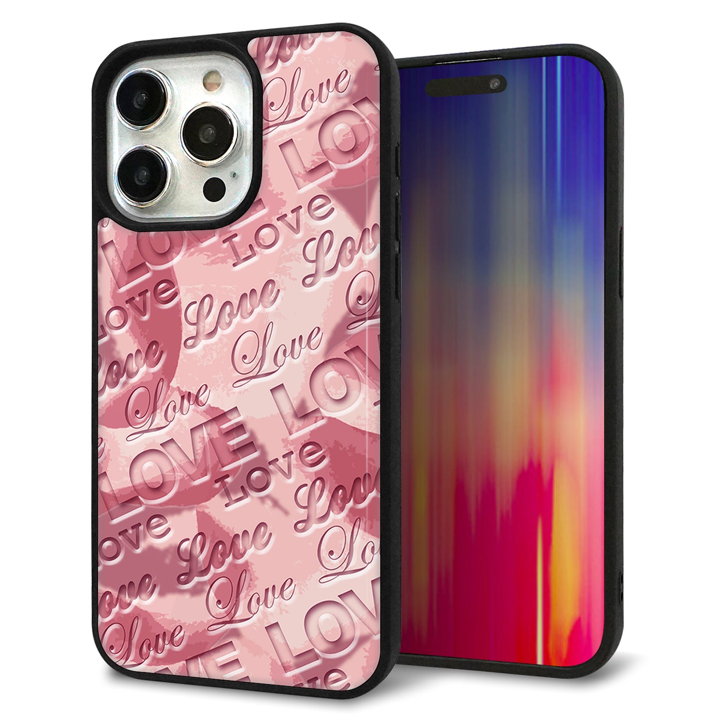 iPhone15 Pro Max 強化ガラス&TPUスマホケース ガラプリ【SC844 フラワーヴェルニLOVE(ローズヴェルール)】