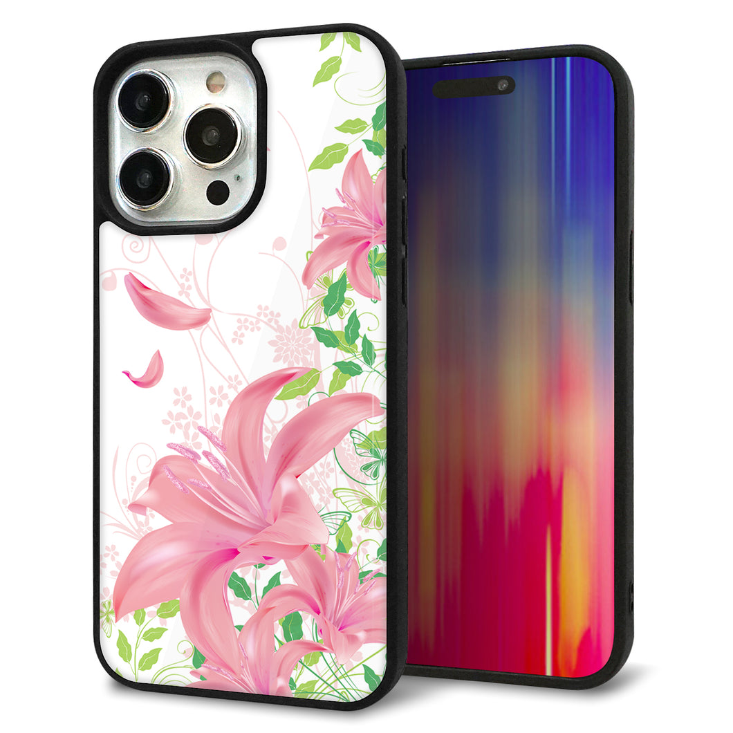 iPhone15 Pro Max 強化ガラス&TPUスマホケース ガラプリ【SC849 ユリ(ピンク)】