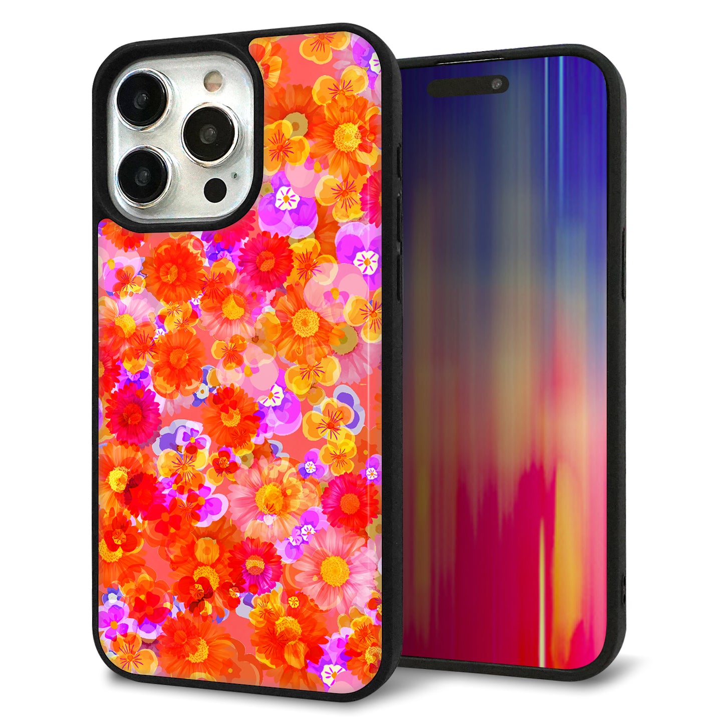 iPhone15 Pro Max 強化ガラス&TPUスマホケース ガラプリ【SC871 リバティプリント フルールドパルファン(レッド)】