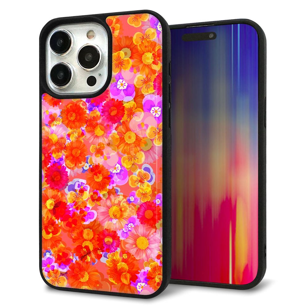 iPhone 15 Pro Max 強化ガラス&TPUスマホケース ガラプリ【SC871 リバティプリント フルールドパルファン(レッド)】