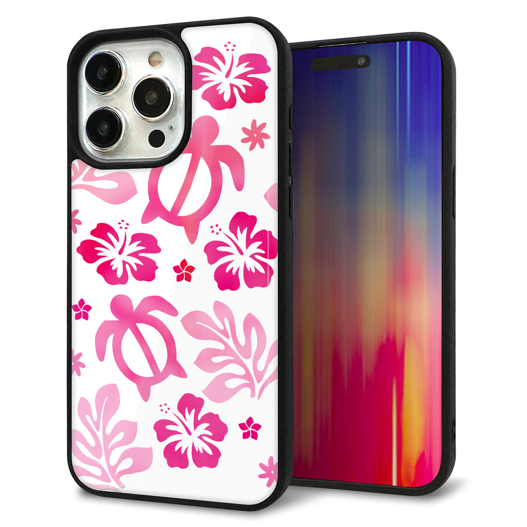 iPhone15 Pro Max 強化ガラス&TPUスマホケース ガラプリ【SC879 ハワイアンアロハホヌ(ピンク)】
