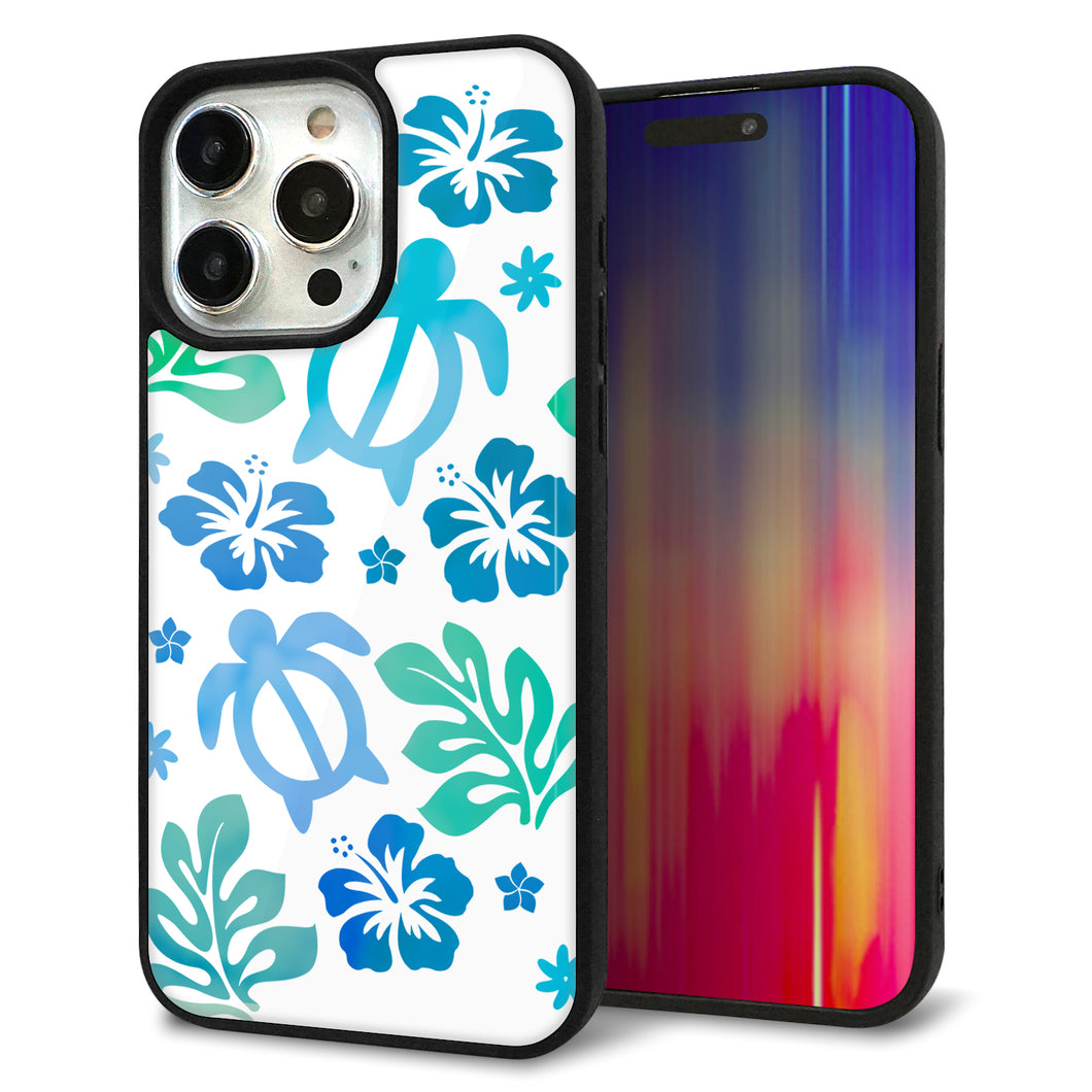 iPhone15 Pro Max 強化ガラス&TPUスマホケース ガラプリ【SC880 ハワイアンアロハホヌ(ブルー)】