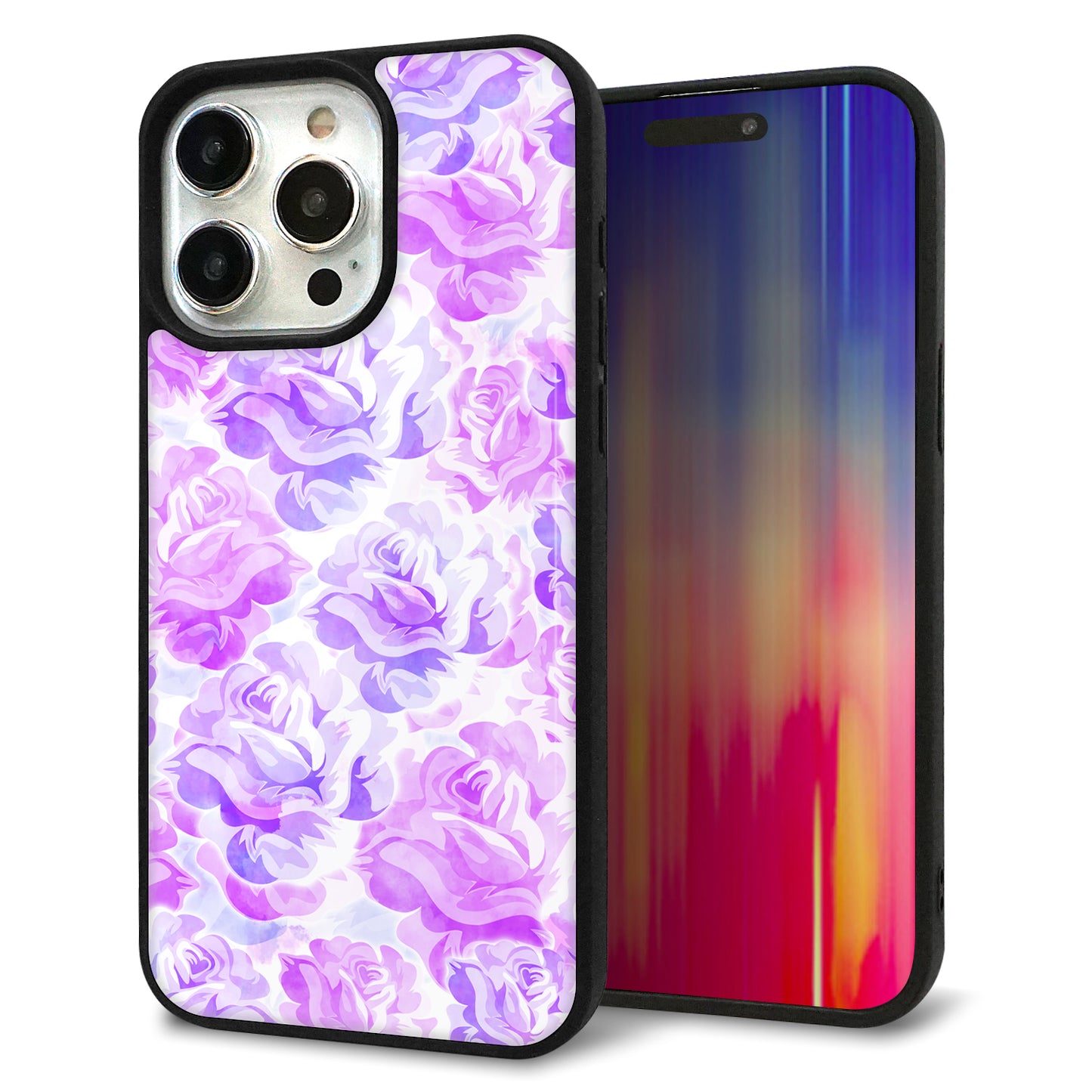 iPhone15 Pro Max 強化ガラス&TPUスマホケース ガラプリ【SC929 ローズ パープル】