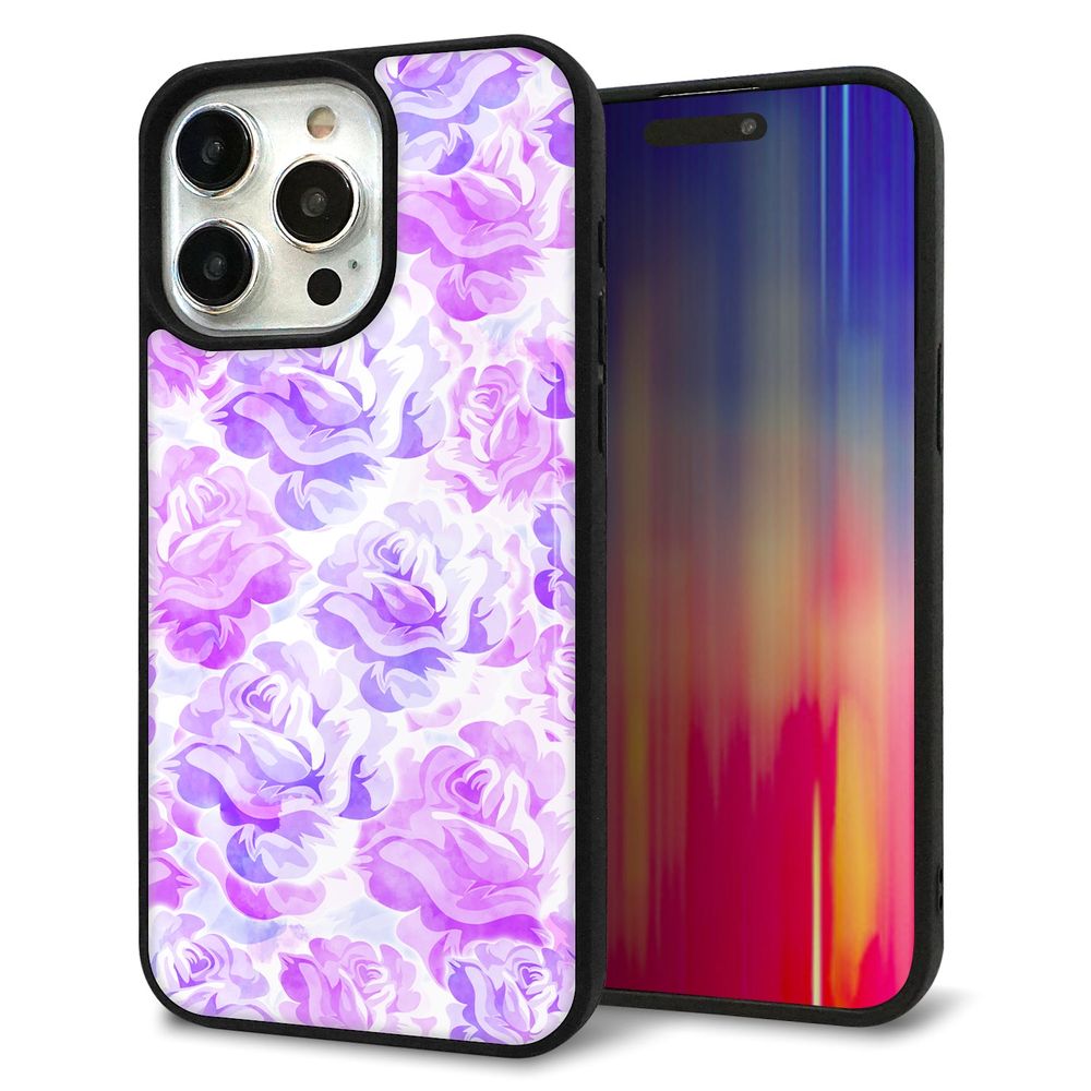 iPhone 15 Pro Max 強化ガラス&TPUスマホケース ガラプリ【SC929 ローズ パープル】