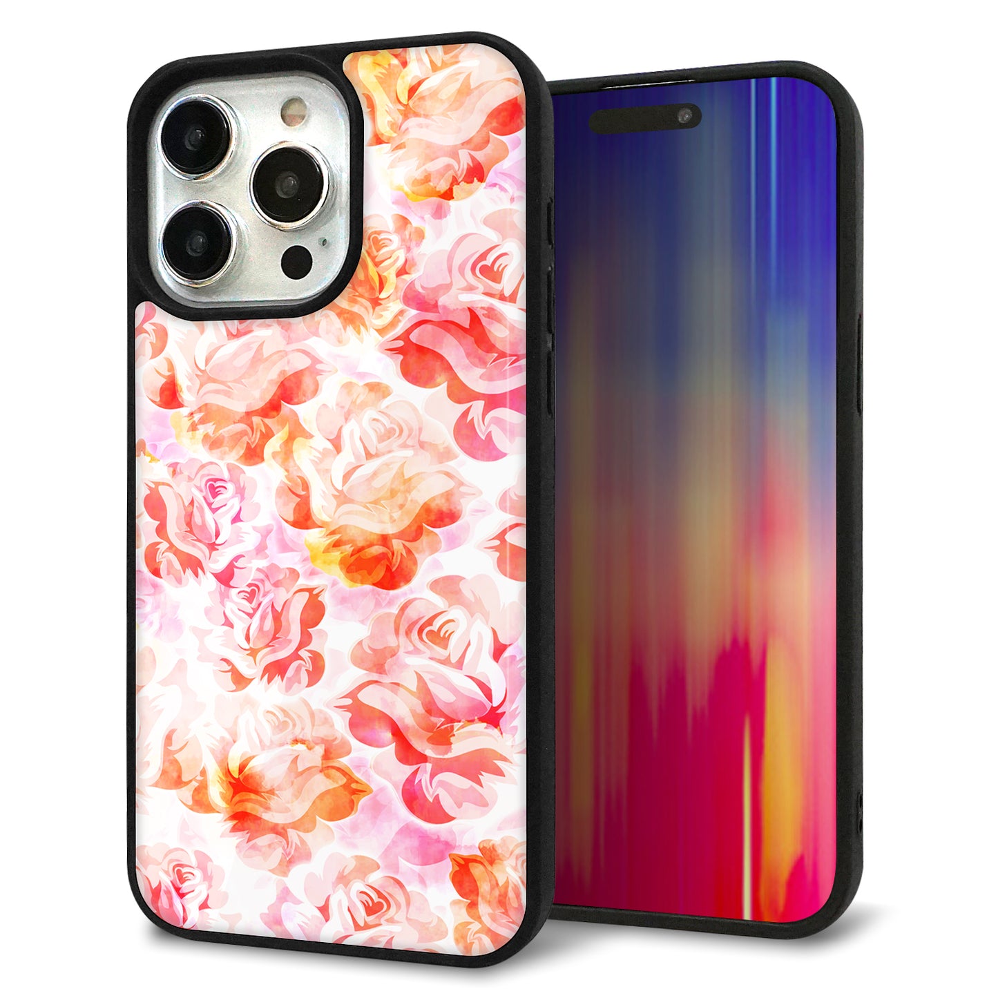 iPhone15 Pro Max 強化ガラス&TPUスマホケース ガラプリ【SC930 ローズ レッド】