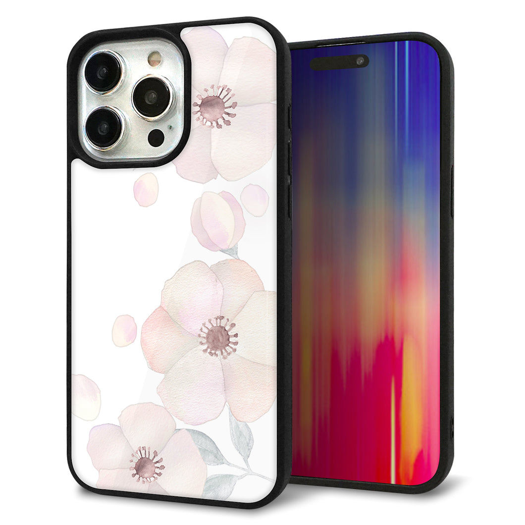 iPhone15 Pro Max 強化ガラス&TPUスマホケース ガラプリ【SC948 ドゥ・フルール(ホワイト)】