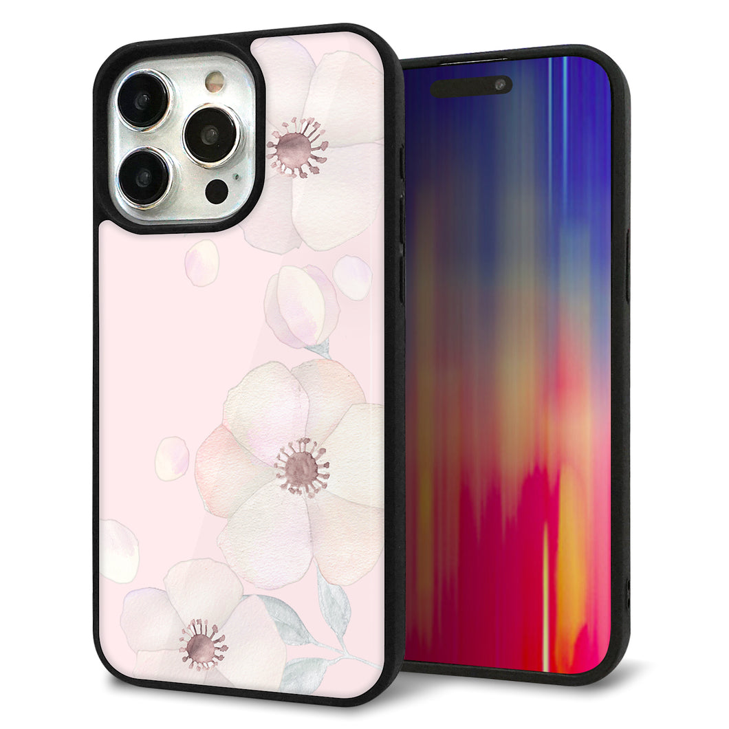 iPhone15 Pro Max 強化ガラス&TPUスマホケース ガラプリ【SC949 ドゥ・フルール(オフピンク)】