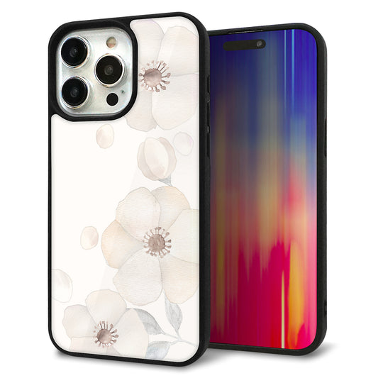 iPhone15 Pro Max 強化ガラス&TPUスマホケース ガラプリ【SC952 ドゥ・フルール(セピア)】