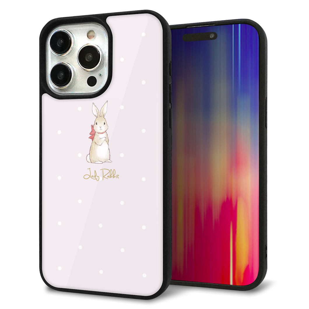 iPhone15 Pro Max 強化ガラス&TPUスマホケース ガラプリ【SC966 Lady Rabbit ベージュピンクhp】
