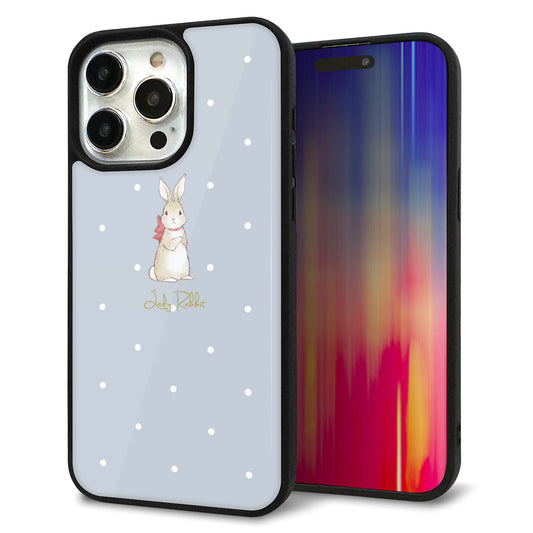 iPhone15 Pro Max 強化ガラス&TPUスマホケース ガラプリ【SC967 Lady Rabbit ブルーグレイ ガラプリhp】