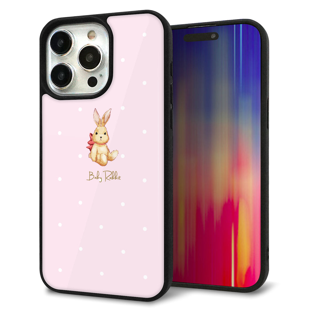 iPhone15 Pro Max 強化ガラス&TPUスマホケース ガラプリ【SC978 Baby Rabbit ピンク ガラプリ】