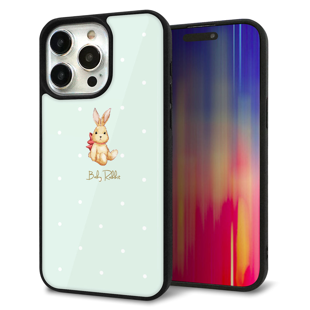 iPhone15 Pro Max 強化ガラス&TPUスマホケース ガラプリ【SC979 Baby Rabbit グリーン ガラプリ】