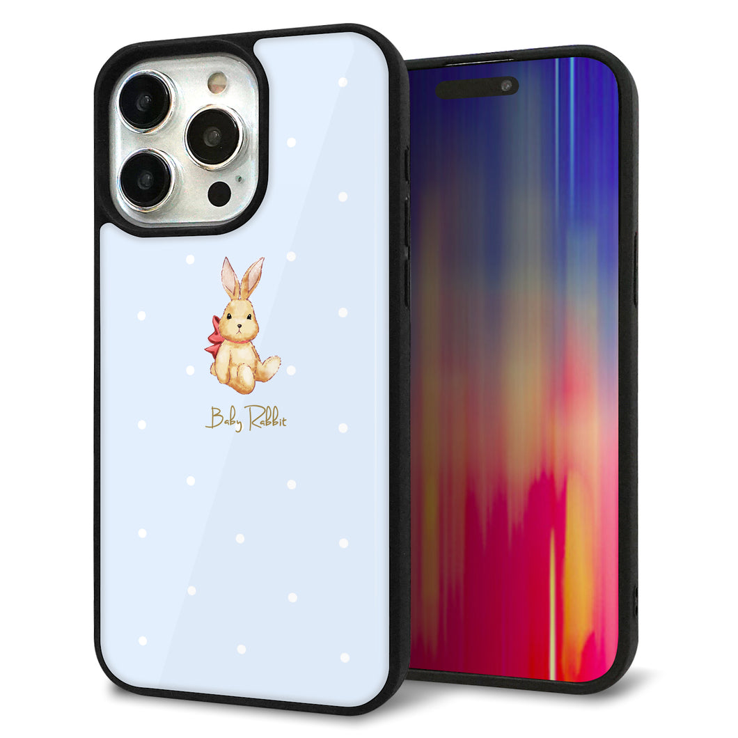 iPhone15 Pro Max 強化ガラス&TPUスマホケース ガラプリ【SC980 Baby Rabbit ブルー ガラプリ】