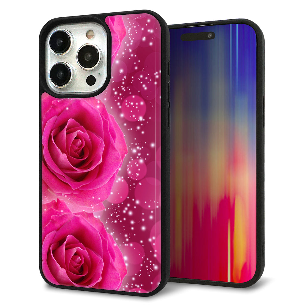 iPhone15 Pro Max 強化ガラス&TPUスマホケース ガラプリ【VA815 3連のバラ】