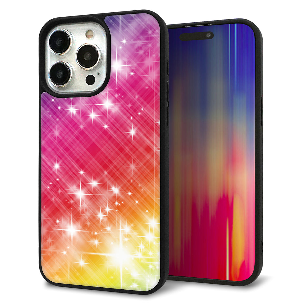 iPhone15 Pro Max 強化ガラス&TPUスマホケース ガラプリ【VA872 レインボーフレーム】