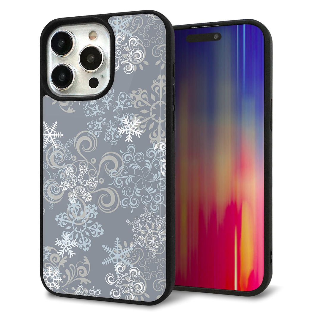 iPhone15 Pro Max 強化ガラス&TPUスマホケース ガラプリ【XA801 雪の結晶】