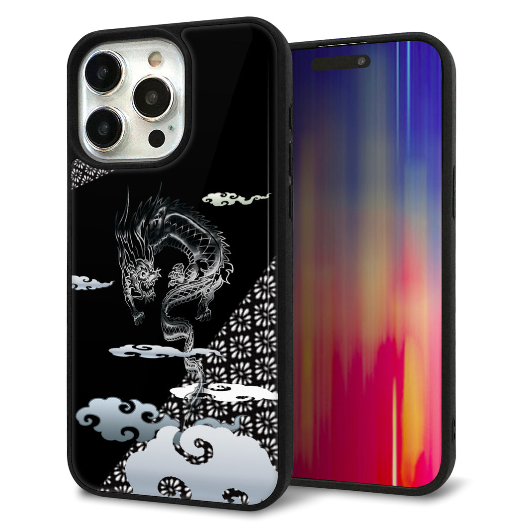 iPhone15 Pro Max 強化ガラス&TPUスマホケース ガラプリ【YC906 雲竜01】