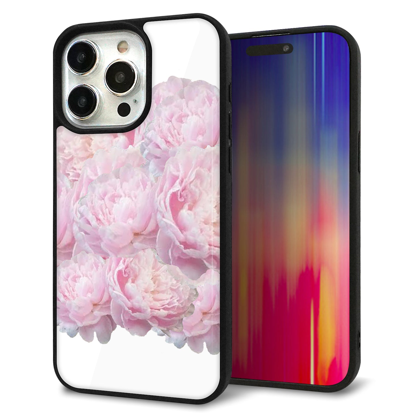 iPhone15 Pro Max 強化ガラス&TPUスマホケース ガラプリ【YI885 フラワー6】