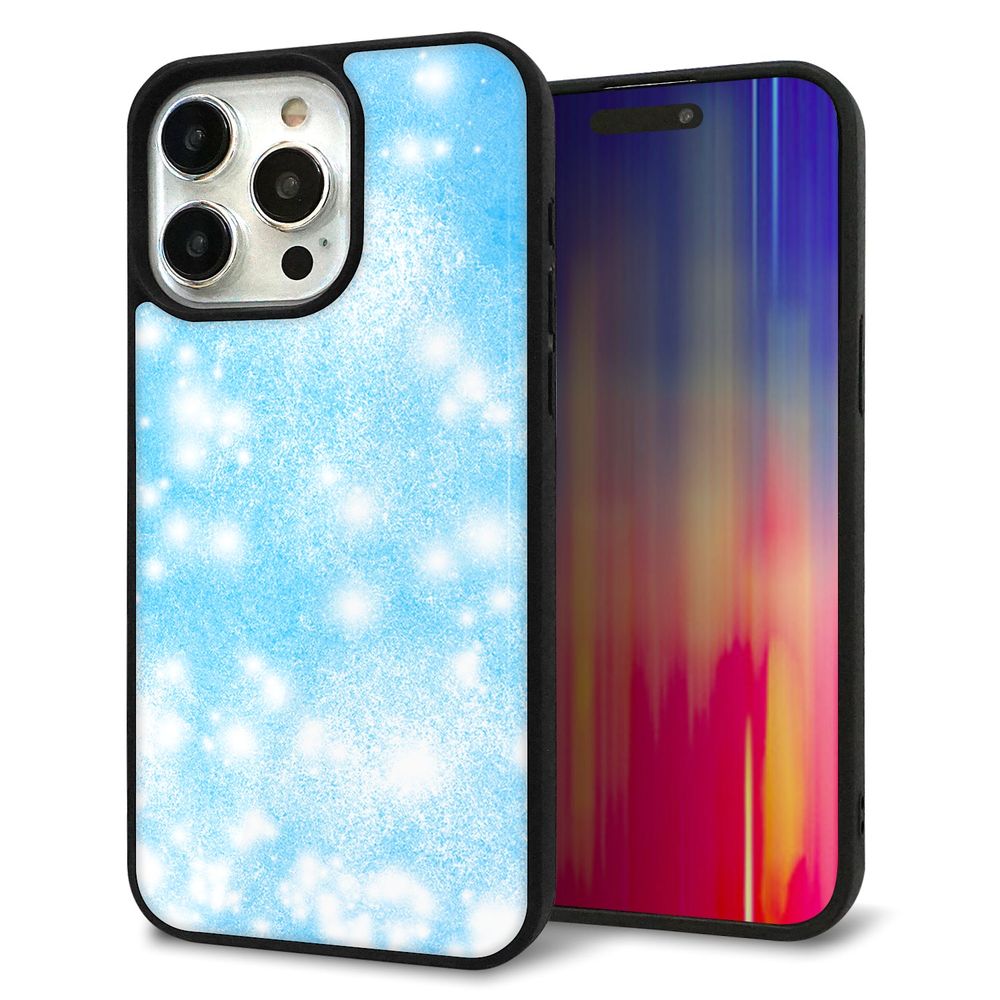 iPhone 15 Pro Max 強化ガラス&TPUスマホケース ガラプリ【YJ289 デザインブルー】