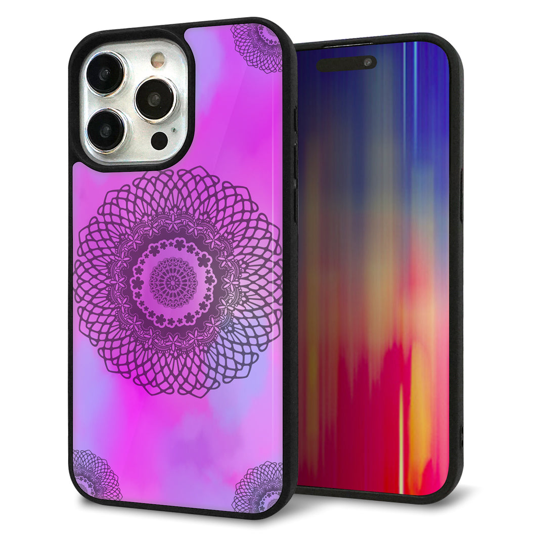 iPhone15 Pro Max 強化ガラス&TPUスマホケース ガラプリ【YJ344 レース】