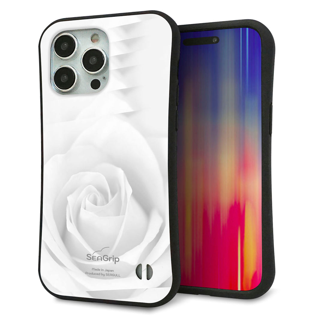 iPhone15 Pro Max スマホケース 「SEA Grip」 グリップケース Sライン 【402 ホワイトRose】 UV印刷