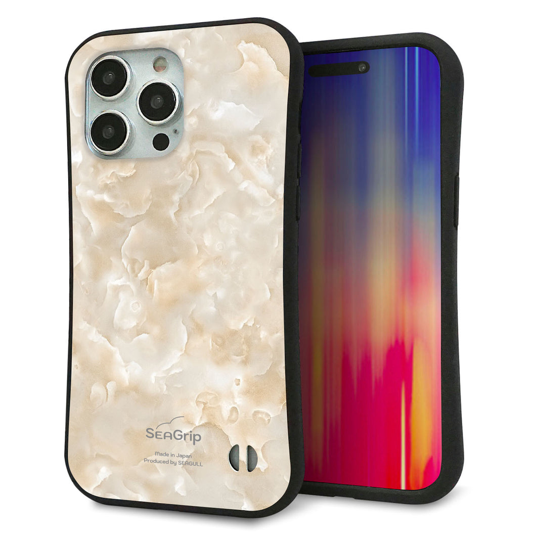 iPhone15 Pro Max スマホケース 「SEA Grip」 グリップケース Sライン 【KM872 大理石パール】 UV印刷