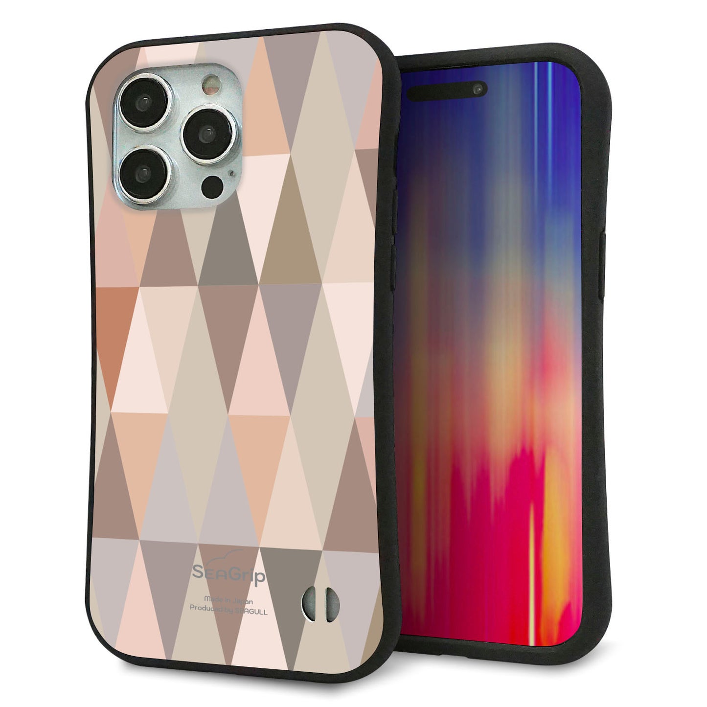 iPhone15 Pro Max スマホケース 「SEA Grip」 グリップケース Sライン 【MG800 くすみピンク】 UV印刷