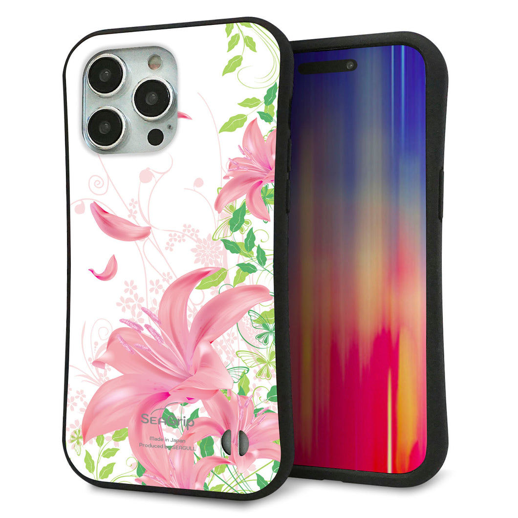 iPhone15 Pro Max スマホケース 「SEA Grip」 グリップケース Sライン 【SC849 ユリ(ピンク)】 UV印刷