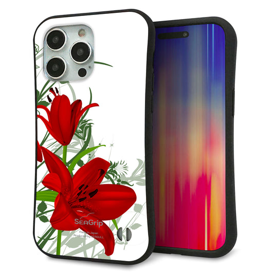 iPhone15 Pro Max スマホケース 「SEA Grip」 グリップケース Sライン 【SC850 ユリ(レッド)】 UV印刷