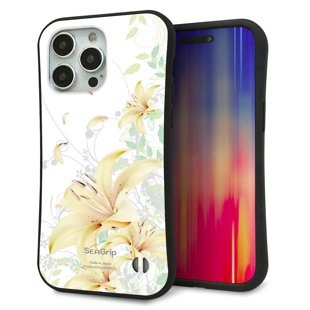 iPhone15 Pro Max スマホケース 「SEA Grip」 グリップケース Sライン 【SC851 ユリ(ホワイト)】 UV印刷
