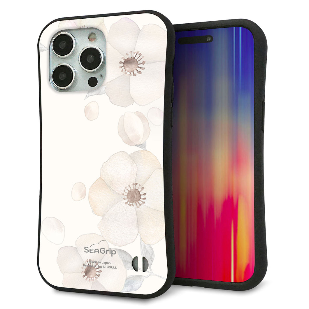 iPhone15 Pro Max スマホケース 「SEA Grip」 グリップケース Sライン 【SC952 ドゥ・フルール(セピア)】 UV印刷