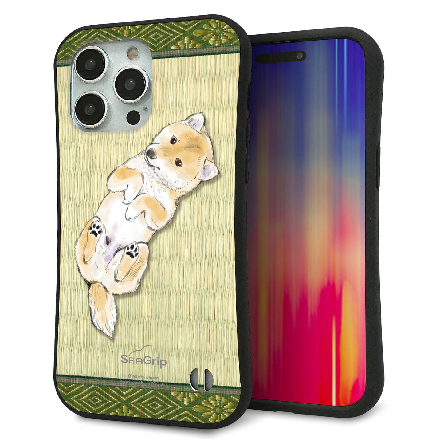 iPhone15 Pro Max スマホケース 「SEA Grip」 グリップケース Sライン 【TA002 柴 畳】 UV印刷