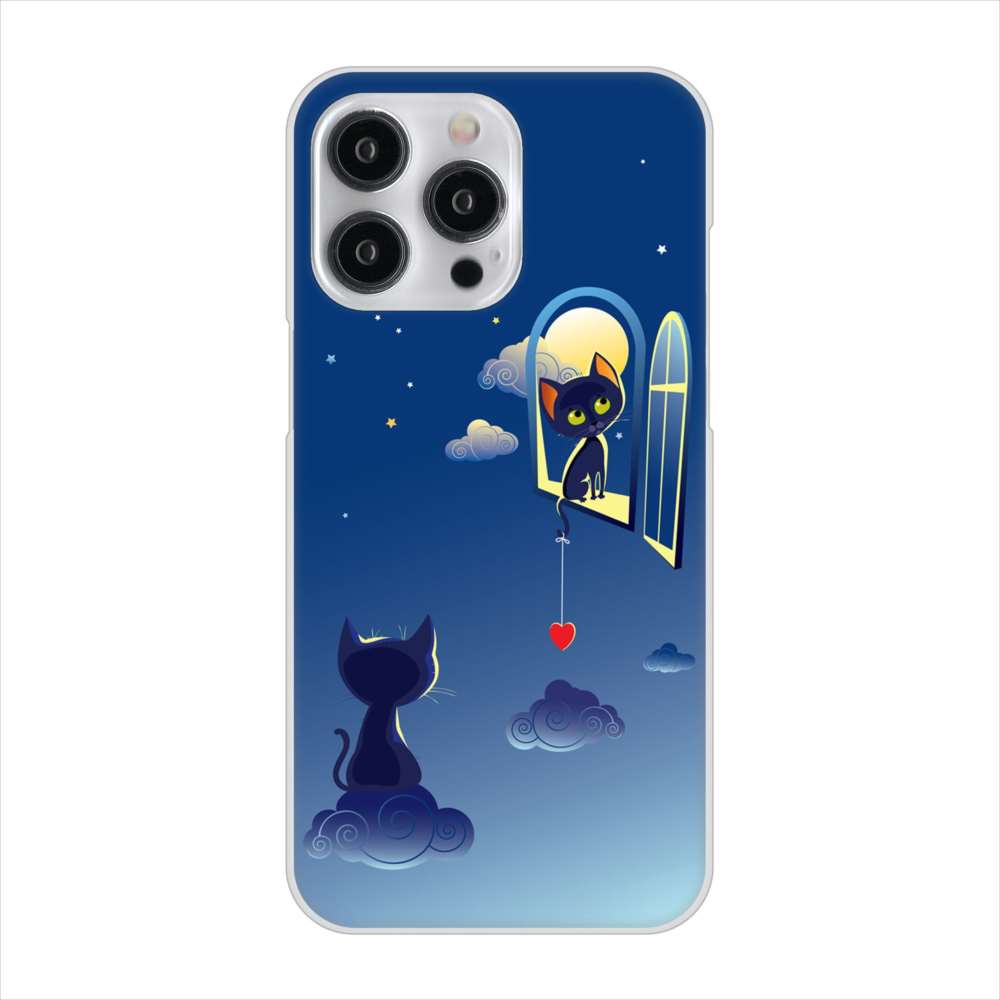 iPhone15 Pro Max 高画質仕上げ 背面印刷 ハードケース夜とネコ