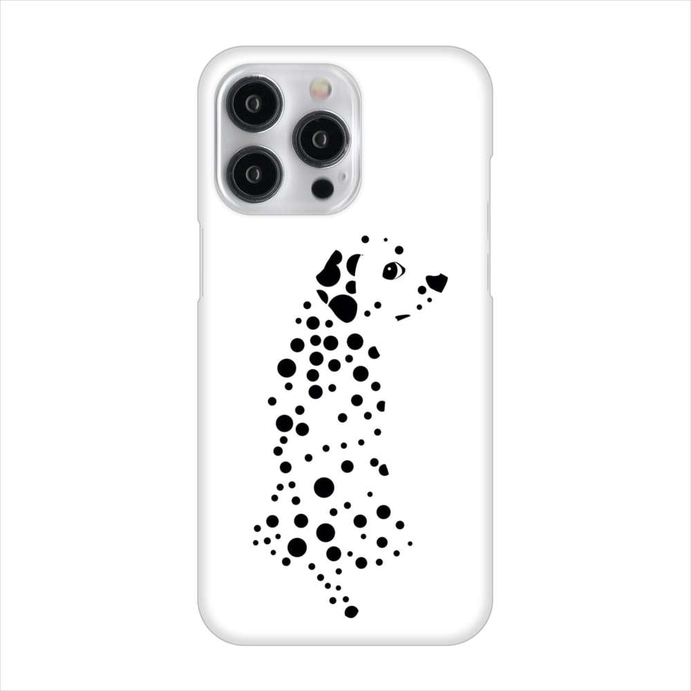 iPhone15 Pro Max 高画質仕上げ 背面印刷 ハードケース 【1038 振り向くダルメシアン(WH)】