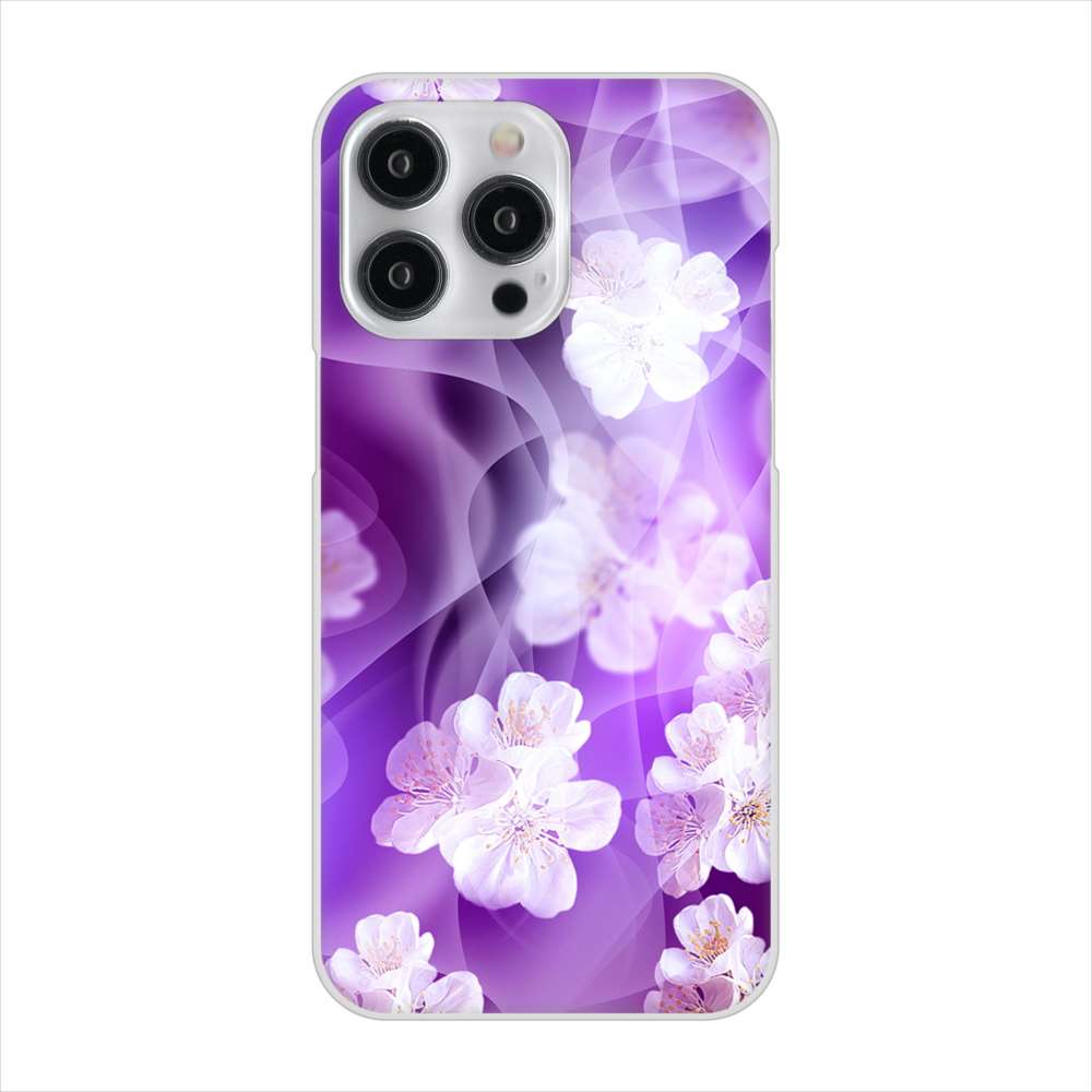 iPhone15 Pro Max 高画質仕上げ 背面印刷 ハードケース 【1211 桜とパープルの風】