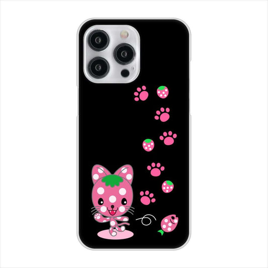 iPhone15 Pro Max 高画質仕上げ 背面印刷 ハードケースむかいあぐる イチゴ猫のにゃんベリー