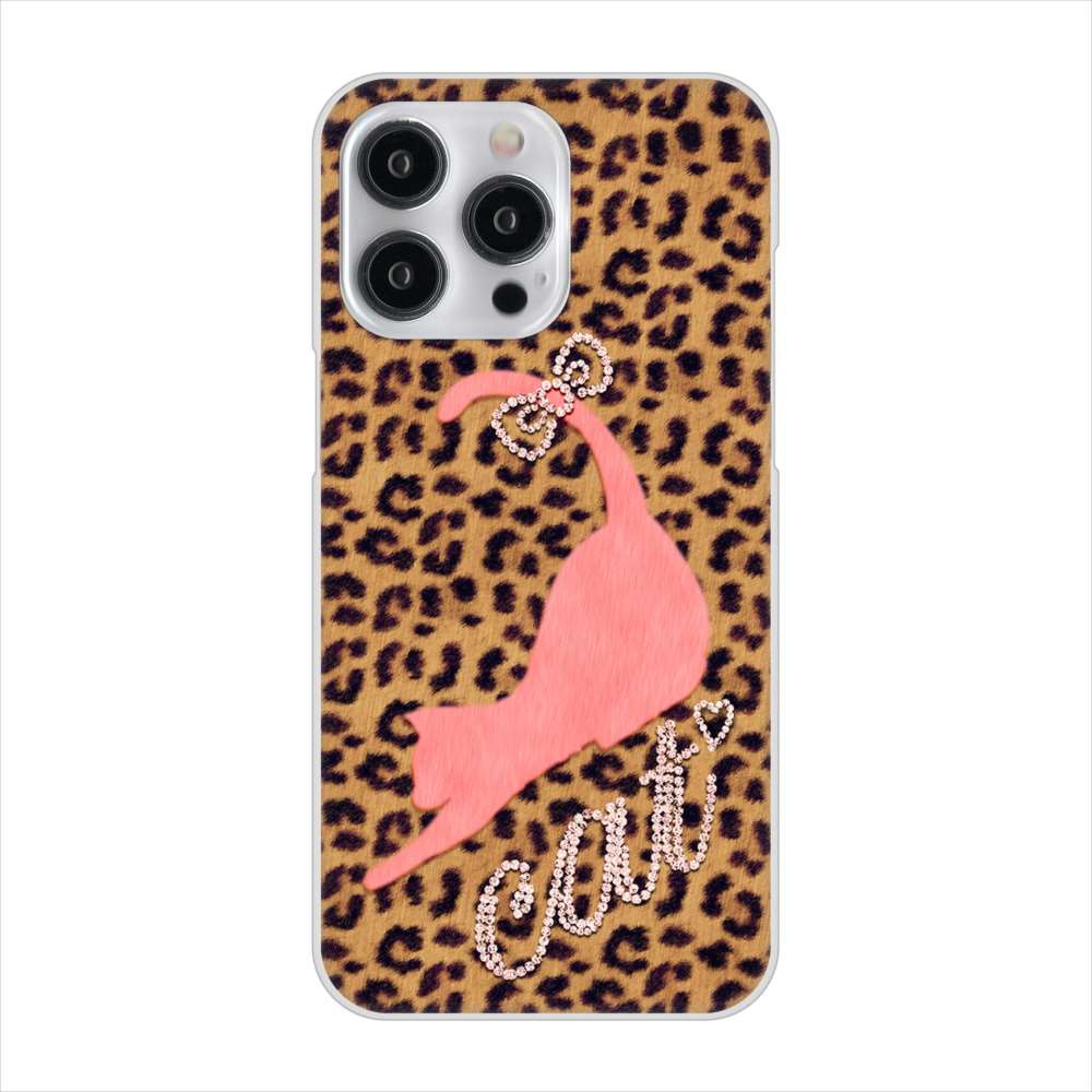 iPhone15 Pro Max 高画質仕上げ 背面印刷 ハードケース 【KG801 キャットレオパード(ブラウン)】