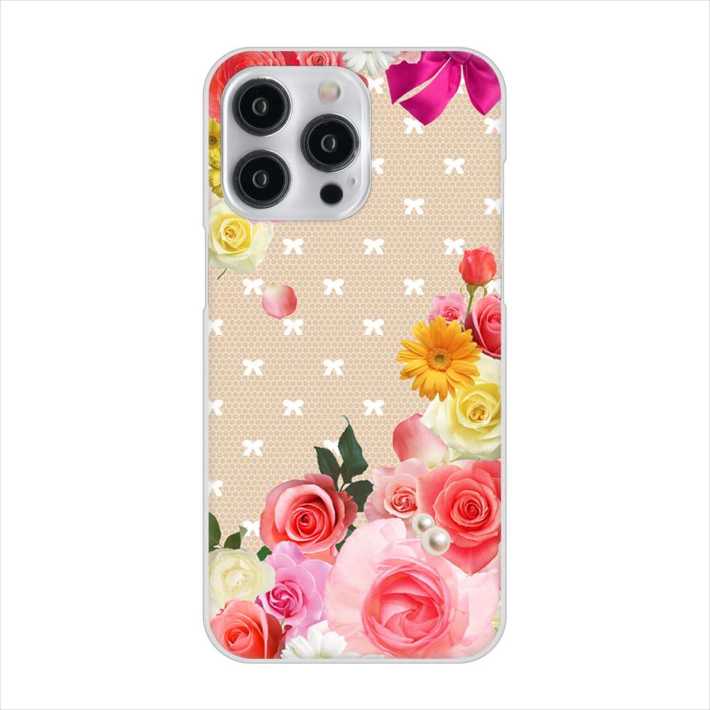 iPhone15 Pro Max 高画質仕上げ 背面印刷 ハードケースロマンチックなバラ