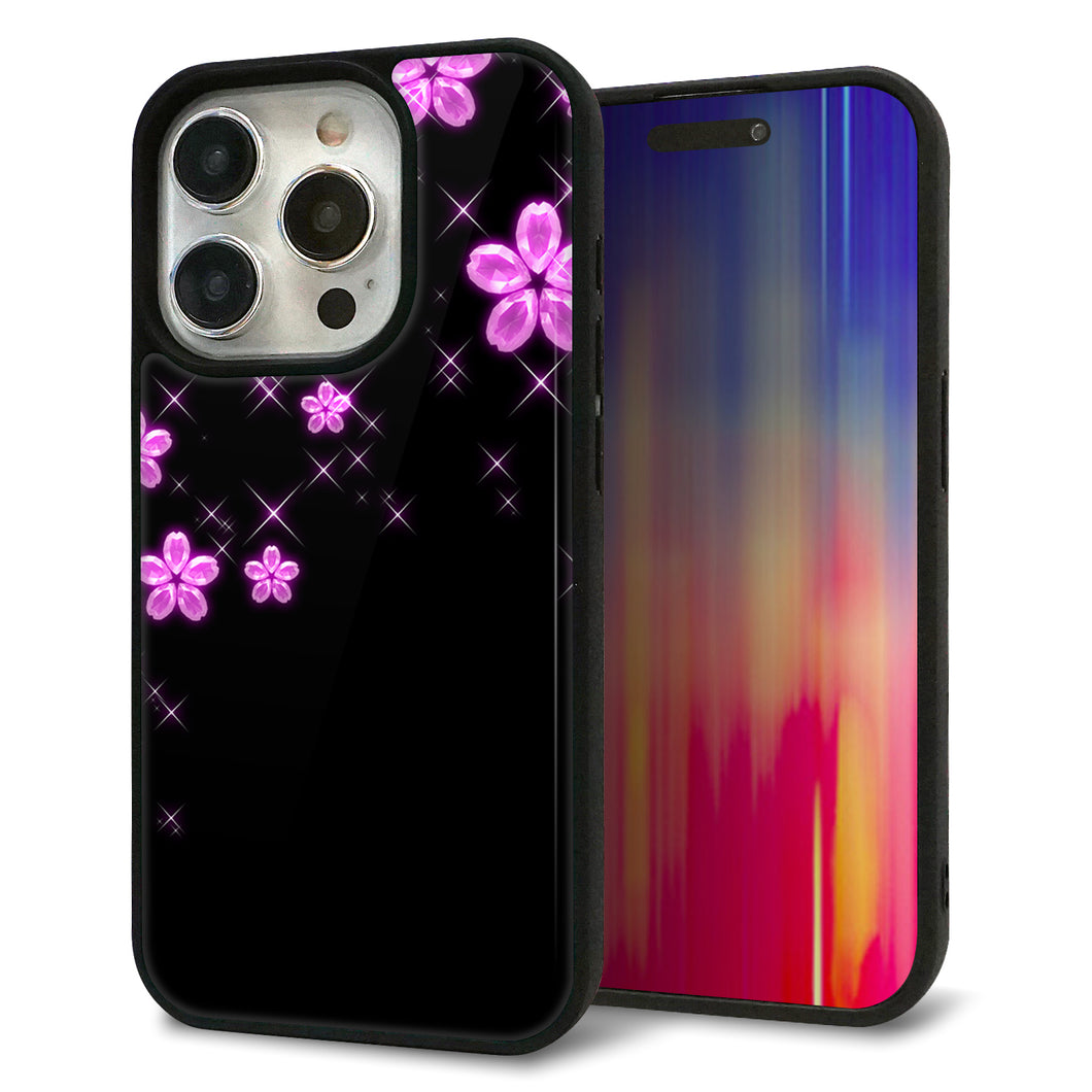 iPhone15 Pro 強化ガラス&TPUスマホケース ガラプリ【019 桜クリスタル】