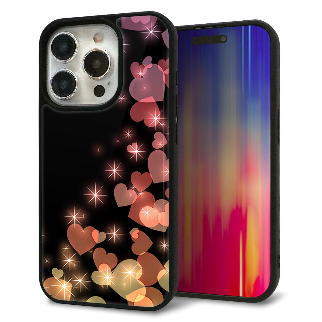 iPhone15 Pro 強化ガラス&TPUスマホケース ガラプリ【020 夜のきらめきハート】