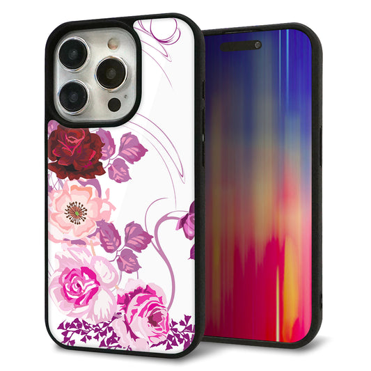 iPhone15 Pro 強化ガラス&TPUスマホケース ガラプリ【116 6月のバラ】