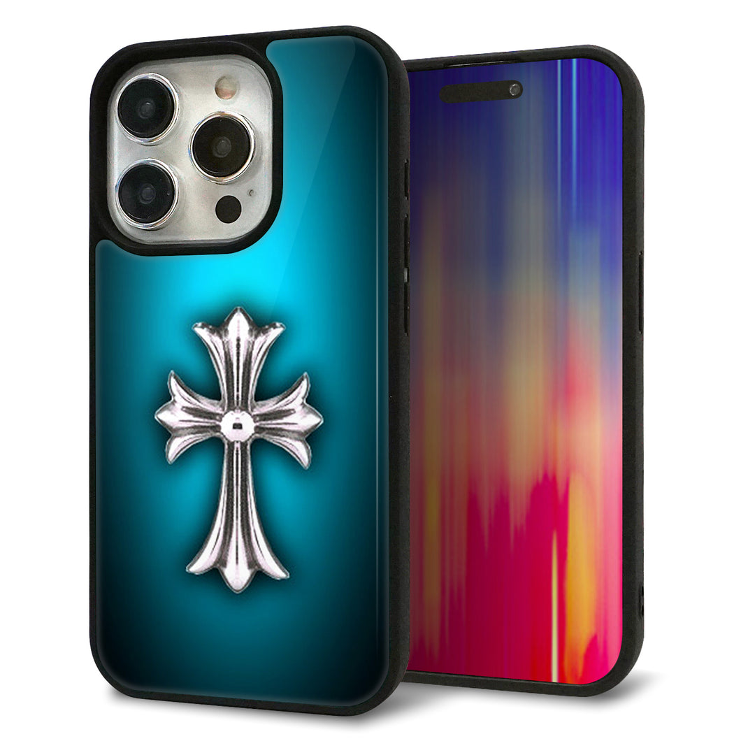 iPhone15 Pro 強化ガラス&TPUスマホケース ガラプリ【334 クロスブルー】