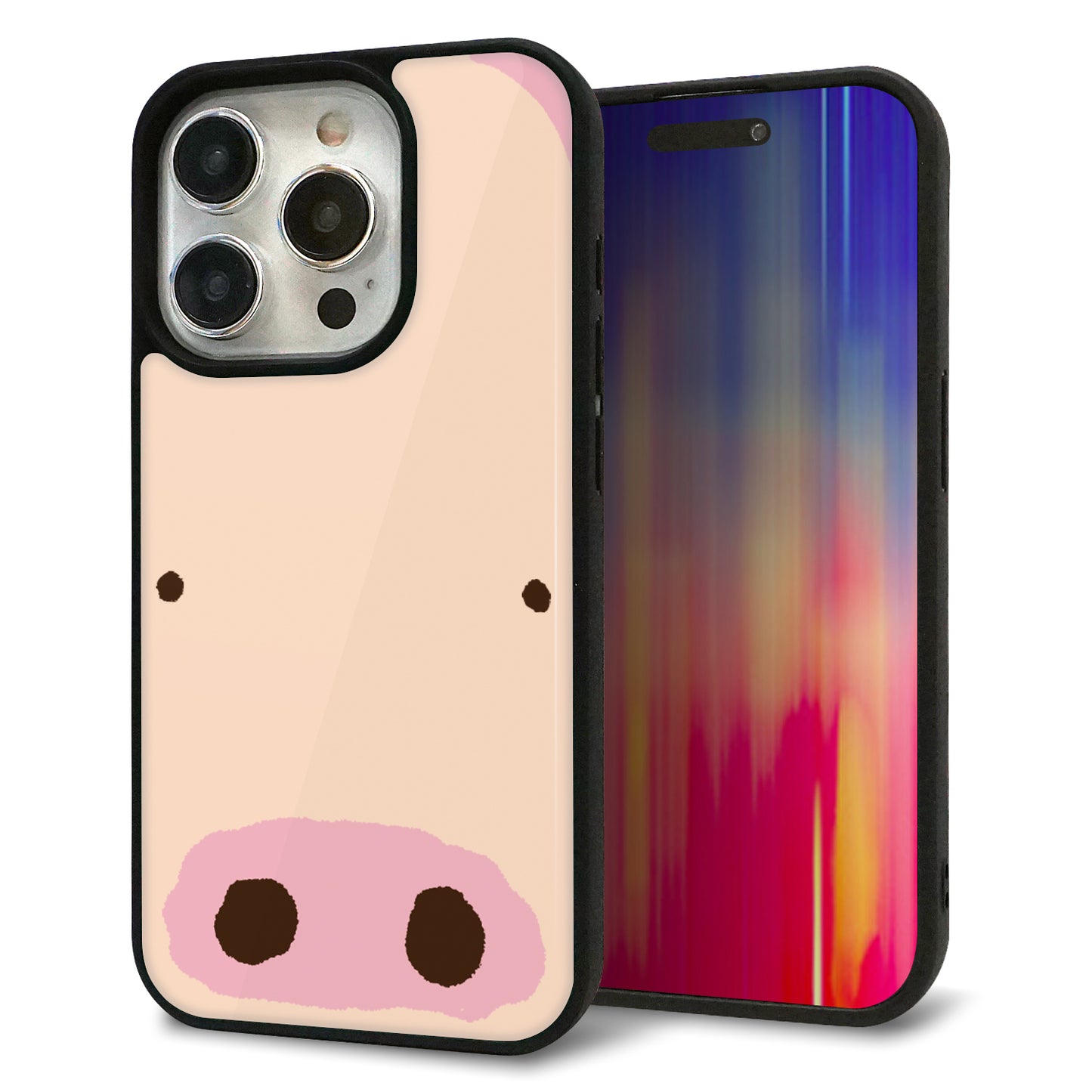 iPhone15 Pro 強化ガラス&TPUスマホケース ガラプリ【353 ぶた】