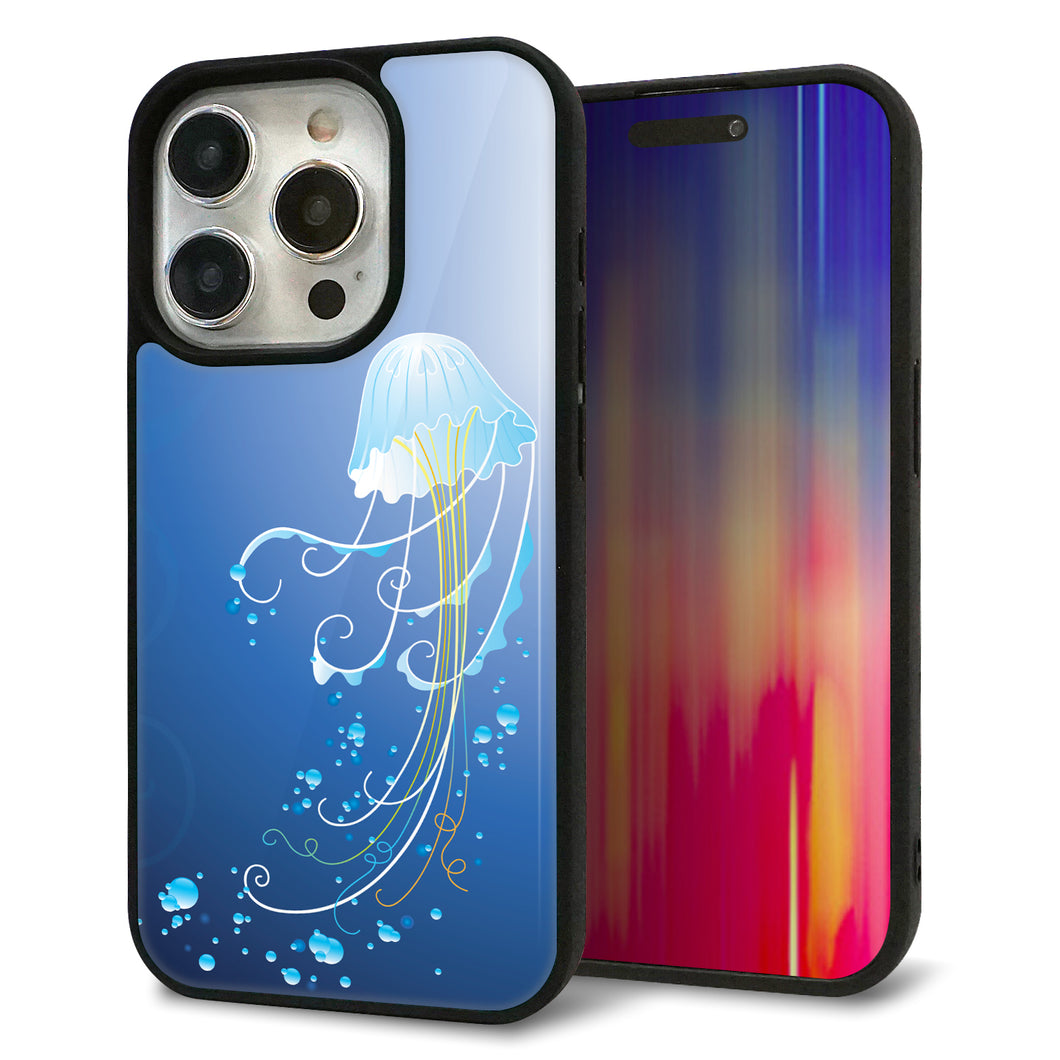 iPhone15 Pro 強化ガラス&TPUスマホケース ガラプリ【362 ジェリーフィシュ】
